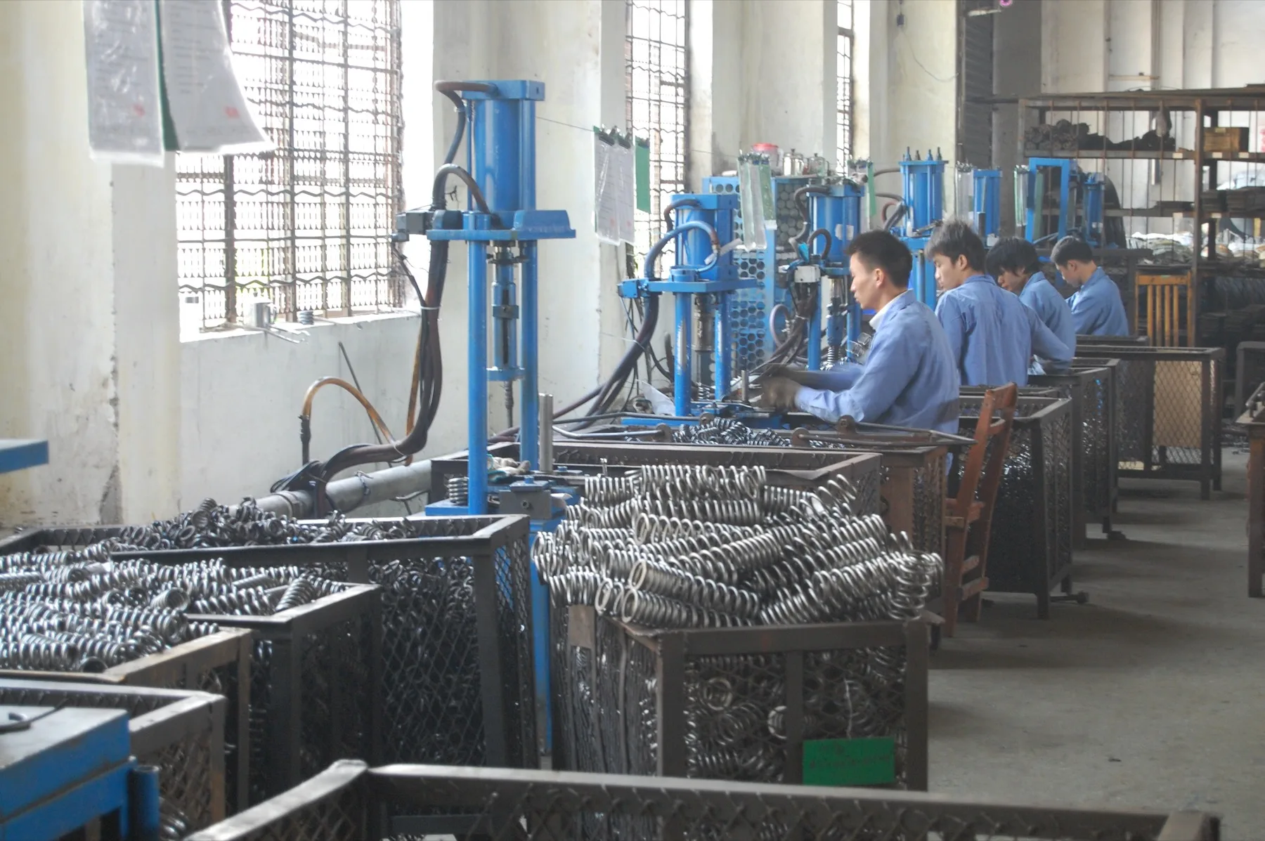 Industrial spring manufacturing workshop